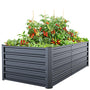 Ohuhu Metall Hochbeet 180x90x60 cm aus verzinktem Stahl, anthrazit, rechteckiges Pflanzbeet