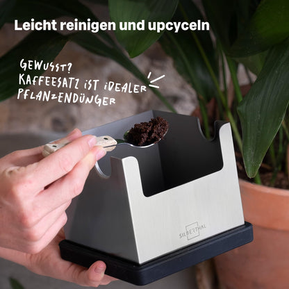 SILBERTHAL Abklopfbehälter Edelstahl 2in1 Tamperstation für Siebträger