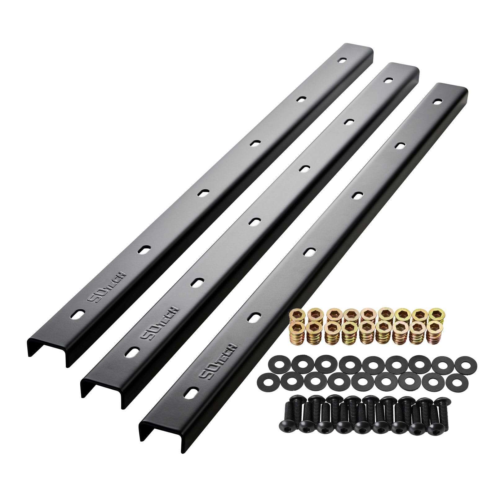 SOTECH Gratleisten U-Profil Stahl schwarz 80 cm, 3 Stück – U-Profile aus Stahl in Schwarz zur Versteifung von Tischplatten