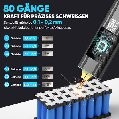 Seesii SE209 Punktschweissgerät für Akkus, 80 Gänge, mit Akku