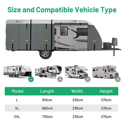 Favoto Wasserdichte Wohnwagen Schutzplane – 660x250x220cm