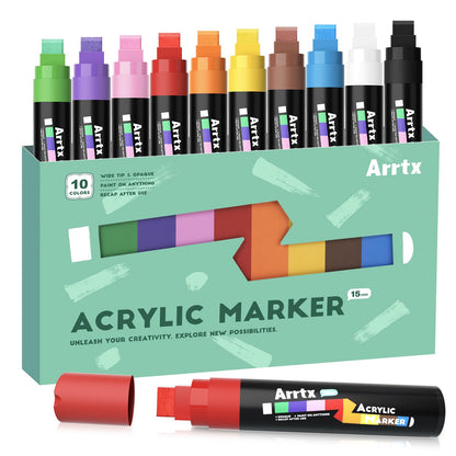 Arrtx Graffiti Acryl Marker Set 15 mm Jumbo-Filzspitze, 10 Farben