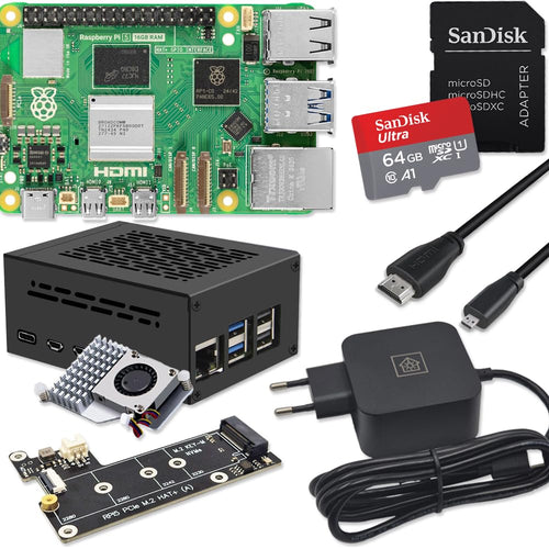 Raspberry Pi 5 16GB Kit – PCIe M.2 NVMe Metallgehäuse