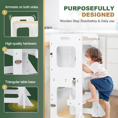 Labebe Montessori Lernturm Faltbar Multifunktion 3in1 - Weiss