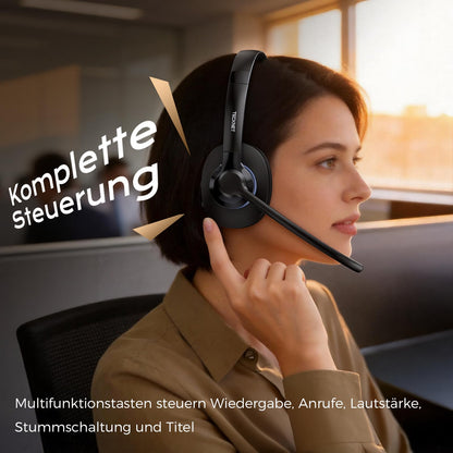 TECKNET V6.0 Bluetooth Headset mit Mikrofon, AI Noise Cancelling