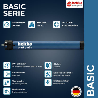 heicko Rollladenmotor B24-6020-M 20 Nm für SW60 Achtkantwelle