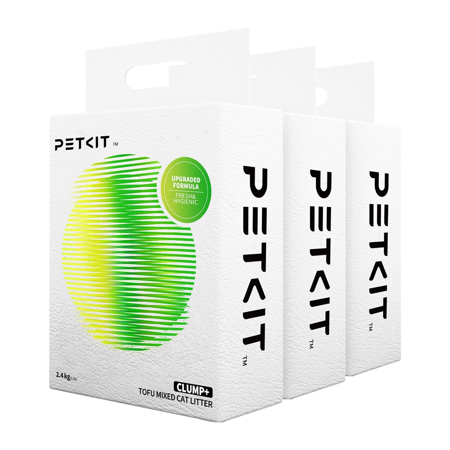 PETKIT 5 in 1 Katzenstreu Tofu-Bentonit mit Aktivkohle, 3 x 2,4 kg im Beutel