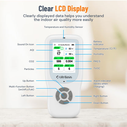 LifeBasis 10 in 1 Luftqualitätsdetektor Formaldehyd CO2