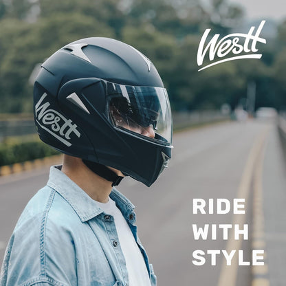 Westt Torque Klapphelm ECE 22.06 Motorradhelm mit Sonnenblende