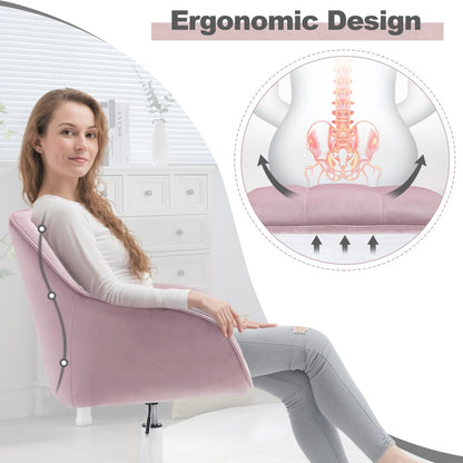 WOLTU Homeoffice Drehstuhl BS145rsw Samt Rosa/Silber