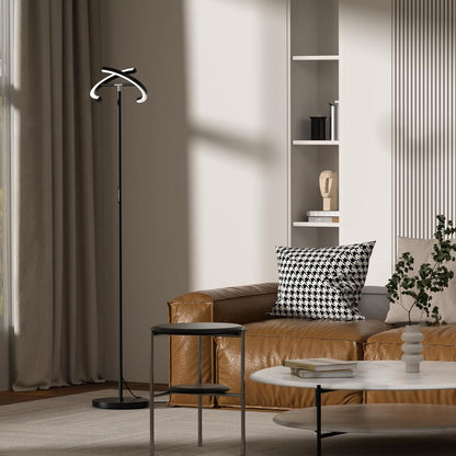 SIBRILLE LED Deckenfluter Dimmbar Schwarz – Leselampe m. Fernbedienung