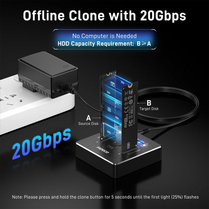 FIDECO M.2 NVMe SATA SSD Docking Station Dual Offline Klon