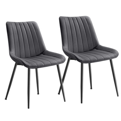 SONGMICS Esszimmerstuhl 2er Set LDC090G05 - Samt Grau-Tintenschwarz. Zwei samtbezogene Stühle, grau-tintenschwarz, zum Sitzen im Essbereich.