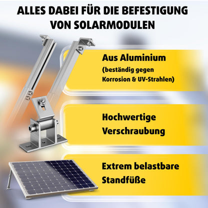 Avoltik Solarmodul-Halterung Aluminium 2er-Set verstellbar 15-30°