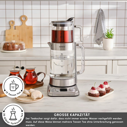 Karaca X Refika XL Automatischer Teekocher Caydanlik - Chrom