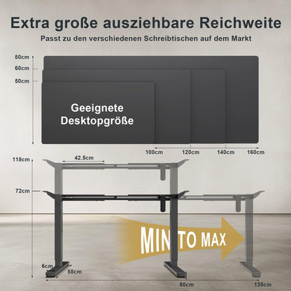 Flamaker Elektrisch Höhenverstellbares Tischgestell – Schwarz