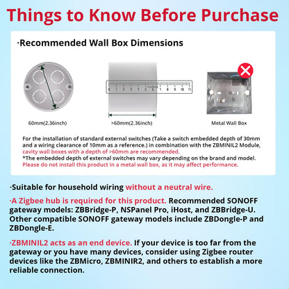 SONOFF ZBMINIL2 Zigbee Smart Lichtschalter Modul 2-Wege - 4er Pack