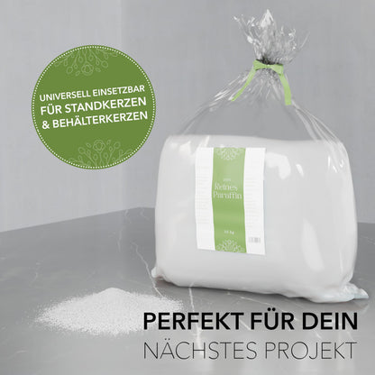 BwLights Paraffinwachs Granulat zum Kerzen giessen – 10kg Weiss