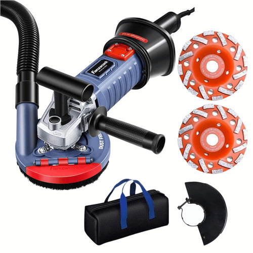 FANZWORK 1500W Betonschleifer Set – drehzahlregelbar, 2 Schleiftöpfe. Handgeführter Schleifer glättet Beton und Estrich.