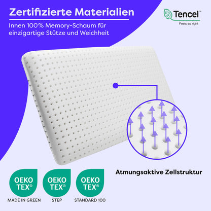 Wolkenfeld Kinderkissen 60x40x6 cm, Memory Foam, ab 2 Jahren