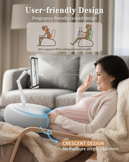 SAIJI Tablet Kissen Halter 360° für Bett – Verstellbar, Grau