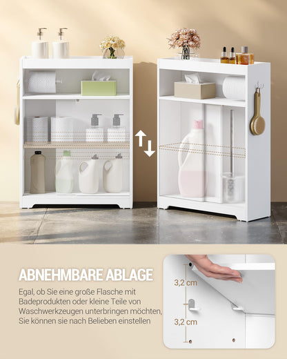 Hzuaneri Badezimmerschrank mit Schiebetür und Toilettenpapierhalter