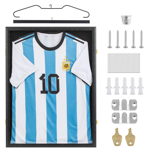 Walasis Trikotrahmen 70x90 XL Trikots 3D Objektrahmen – Schwarz. Rechteckiger, schwarzer 3D-Rahmen präsentiert Trikots räumlich.