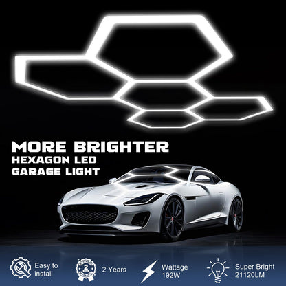Hexagon LED Deckenleuchte für Garage Werkstatt - 5 Hexs, 6500K