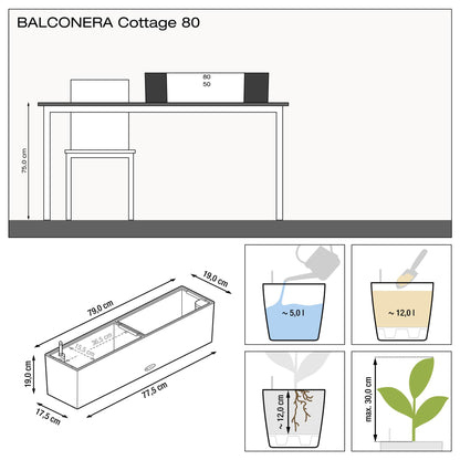 Lechuza BALCONERA Cottage 80 Balkonkasten – sandbraun 4er-Pack