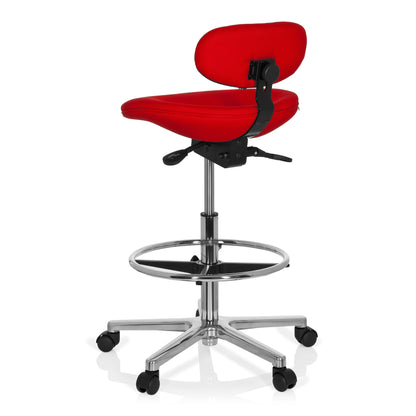 hjh OFFICE 608331 Stehhilfe Bürohocker - Hoch Rot Stoff