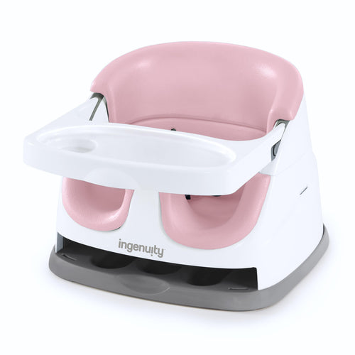 Ingenuity Baby Base 2-in-1 Sitzerhöhung mit Tablett, Peony – Babysitz mit Rückenlehne und Gurten