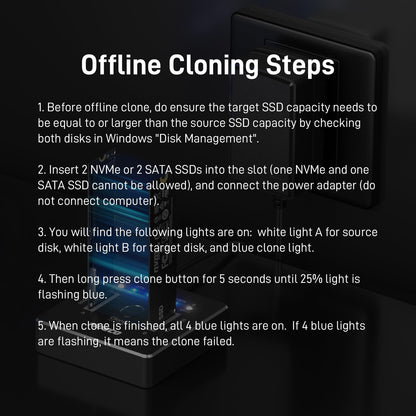 FIDECO M.2 NVMe SATA SSD Docking Station Dual Offline Klon