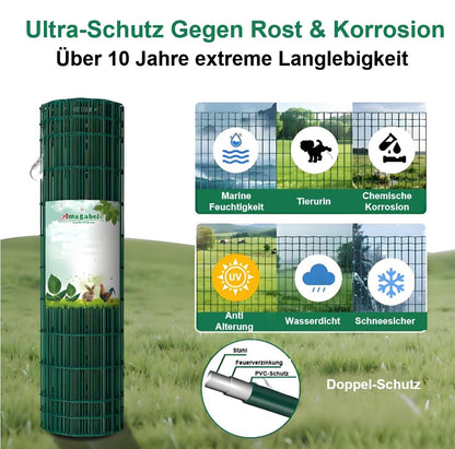 Amagabeli PVC-Gartenzaun grün - 1x25m, Masche 100x50mm