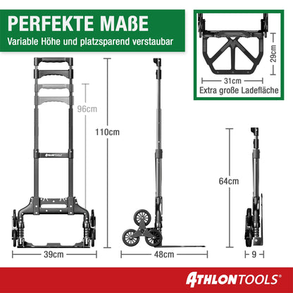 ATHLON TOOLS Treppen-Sackkarre klappbar, Aluminium, TÜV GS-geprüft