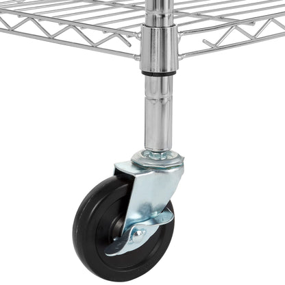 Amazon Basics Servierwagen mit Holzplatte, 3 Ebenen, Chrom