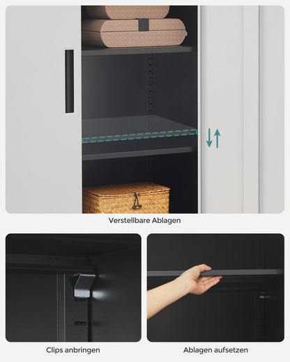 SONGMICS Aktenschrank OMC013S01 – Stahlschrank Silbern-Mattschwarz