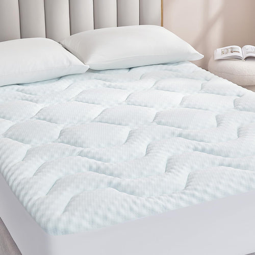 EHEYCIGA Gel Topper 180x200 cm, Memory Foam Matratzentopper, weiss, gesteppt, mit elastischem Rand