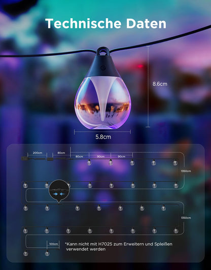 Govee LED Lichterkette Aussen 30M – RGBWIC Dimmbar Smart