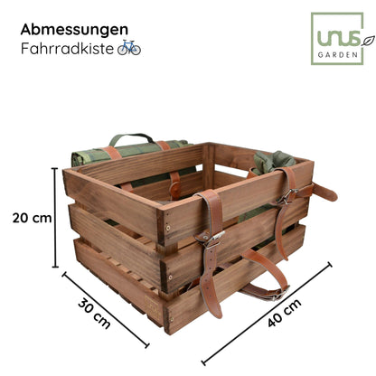 UNUS Fahrradkiste aus Holz mit Picknickdecke und Flaschenhalter