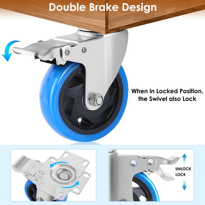 LIFERUN Schwerlast-Lenkrollen 100 mm, 4er Set mit Bremse, 600 kg