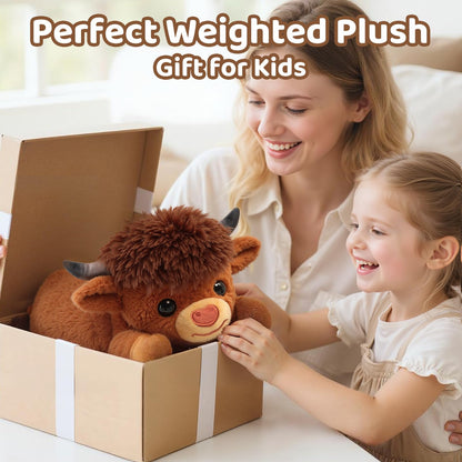 Mewaii Highland Cow Plüschtier mit Wärmekissen, gewichtet 2,3 kg