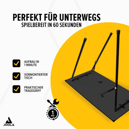 JOOLA Mini Tischtennisplatte Indoor Dark-Grey – Freizeittisch mit Netz