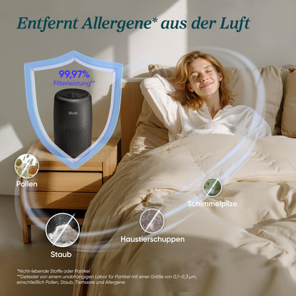 LEVOIT Core Mini Luftreiniger HEPA Filter – Schwarz mit Aromatherapie