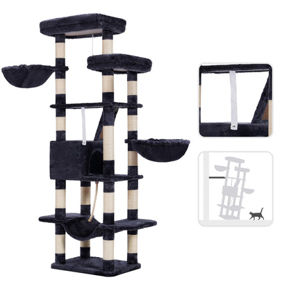 Heybly HCT025G Mehrstöckiger Katzenkratzbaum - 173cm Rauchgrau