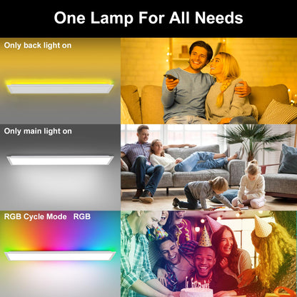 LEOEU LED Panel Deckenleuchte 120x30CM RGB Dimmbar 40W