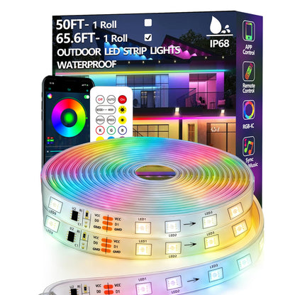 httpsmp LED Streifen Outdoor IP68 RGBIC 20m mit App und Fernbedienung als flexibler Lichtschlauch