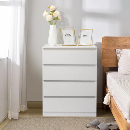 LEADZM Kommode mit 4 Schubladen, Sideboard für Schlafzimmer, Weiss