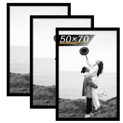 Tinkeps Bilderrahmen 50x70 cm, schwarz, 3er-Pack aus Holzwerkstoff mit Plexiglasabdeckung