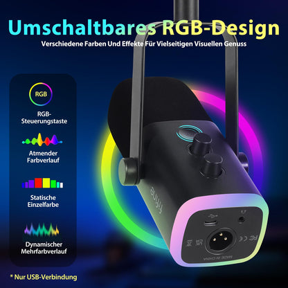 FIFINE XLR USB Dynamisch Streaming Mikrofon – mit Arm