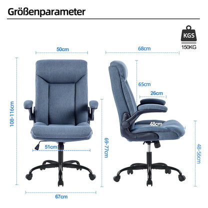 MZLEE Ergonomischer Bürostuhl Computer Drehstuhl - Navy Blau